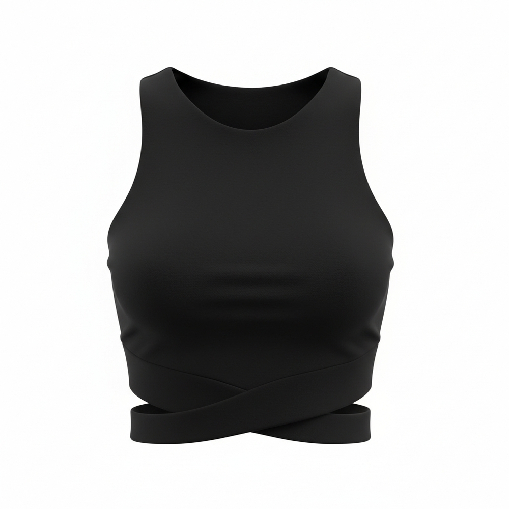 ATHLETA Conscious Cut Out Crop Black Tank Top Womens XS
